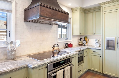 Old Towne House | Seventh & Shore | Stylish Seal Beach Home w/Elevator, Fireplace + Bold Design