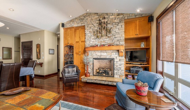 Family sized cozy ski-in/ski-out retreat w/hot tub and stunning mountain views in Big white
