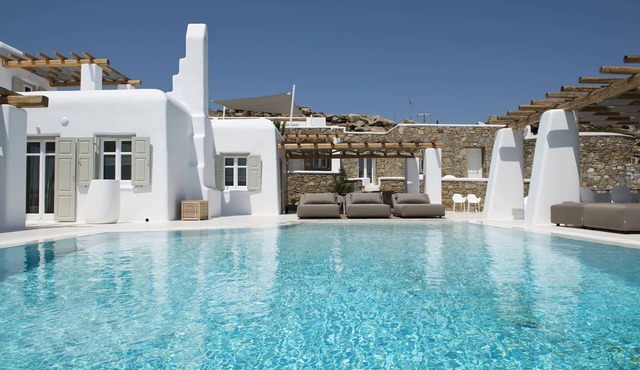 My Rental Homes - Villa Opallia with spacious living and dining areas and a pool in Mykonos